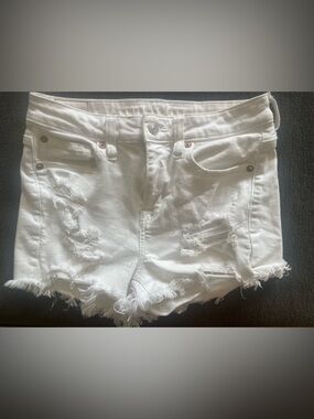 American Eagle Outfitters White Distressed Denim Cutoff Shorts